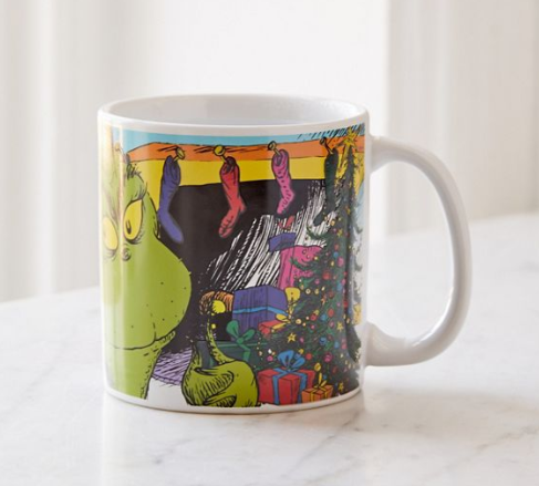 This Grinch mug reacts with any hot drink, lighting up the art on it